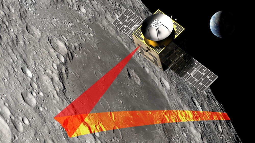 Artist's rendering of Moonraker, a smallsat mission that will map the lunar poles in unprecedented detail and de-risk future landing sites. [Credit: NUVIEW]